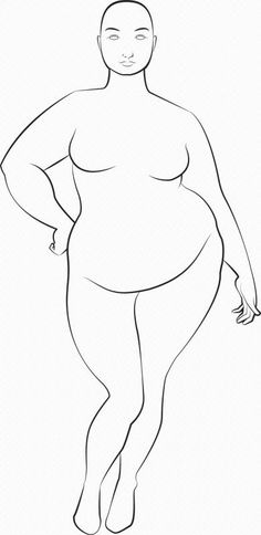 a line drawing of a woman's body in full length, with her hands on her hips