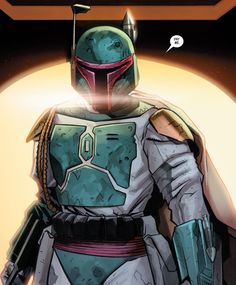 a star wars comic character with a helmet on