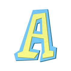 the letter a is made up of blue and yellow paper