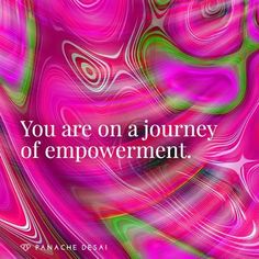 the words you are on a journey of improvement in pink, green and purple swirls