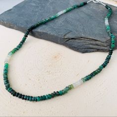 Beautiful Handmade Beaded Necklace Made With Genuine Shaded Natural Green Emerald Faceted Beads Necklace Length About 18” Inches With Silver Hook Clasp This Clasp Can Be Replaced With Sterling Silver Lobster Clasp Make To Order May Birthstone Sterling Silver Rondelle Gemstone Beaded Necklace, Purple Stone Necklace, Harlow Necklace, Handmade Beaded Necklace, Faceted Bead Necklace, Green Beaded Necklace, Wood Bead Necklace, Crystal Bead Necklace, Bead Ideas