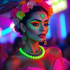 Neon Party Outfits, Carnival Outfit, Crazy Fashion, Fantasy Fest, Weird Fashion, Neon Party, Eye Makeup Art, Special Girl, Party Outfits