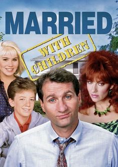 the poster for married with children is shown in front of a man's head