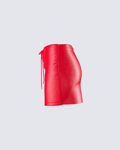 Nothing’s hotter than a red leather mini skirt, let's be real 🥵 Complete with metal grommets, a high waist A-line, and drawstring lace up detailing - this statement piece is serving femme fatale energy 💋 Leather Skirts Red, Dark Red Leather Skirt, Edgy Red Mini Skirt, Red Leather Mini Skirt, Non-stretch Red Mini Skirt, Luxury Red Mini Skirt, Black Off Shoulder, Leather Mini Skirt, Graphic Top