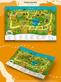 the map for melaka zoo is shown on an orange background