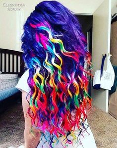 Amazing Rainbow Hair #rainbowhair #hair #hairstyles #hairideas Crazy Color Hair Ideas, Exotic Hair Color, Exotic Hairstyles, Pretty Hair Color