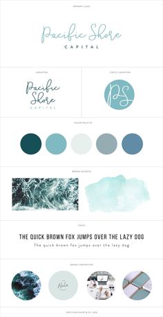 an info sheet showing the different colors and font styles for each product, including watercolors