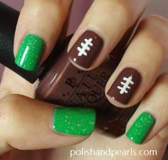 Football Nails. Have to do this for football season! <3 Super Bowl Nails, Football Nail Designs, Football Nail Art, Football Nails, Nail Swag, A Football, Game Time, Cute Nail Designs, Nail Art Inspiration