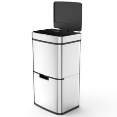 PRICES MAY VARY. [Upper Section] - The upper section of this 16 Gallon Kitchen Trash Can, with its 10-gallon capacity, is perfectly sized for daily kitchen waste. It stands at an ergonomic height of 31.3 inches, enabling easy disposal without bending. The lid's smart sensor, focused only on the top area within a 0-30 cm range, prevents accidental openings from side motions and avoids unintended openings by pets, offering a convenient and hygienic solution for waste disposal. [Lower Section] - Th Automatic Trash Can, Trash Can Storage Kitchen, Kitchen Separation, Recycled Kitchen, Trash Disposal, Garbage Storage, Kitchen Trash, Kitchen Stand, Can Storage