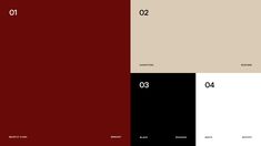 four different color schemes with numbers on each side and the number one in black, white, red