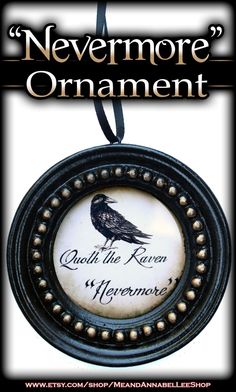 a black and white photo with the words nevermore's ornament on it