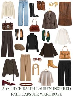 A 12 Piece Ralph Lauren Inspired Fall Capsule Wardrobe - livelovesara Ralph Lauren Casual Outfit Women, Ralph Lauren Fall 2023, Ralph Lauren Inspired Outfits, London Fits, Ideas Armario, Ralph Lauren Summer, Euro Chic