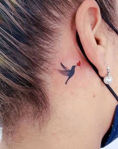 #tattoo ideas #small tattoos #meaningful tattoos #spiritual tattoos #tattoos for women #unalome tattoo #creative tattoos #unalome tattoo meaning #finger tattoos for women #inside finger tattoos #arm tattoos for women Tattoo Behind The Ear, Small Bird Tattoo, Bird Tattoo, Humming Bird, The Ear, Small Tattoo, Tattoo Ideas, Birds, Tattoos