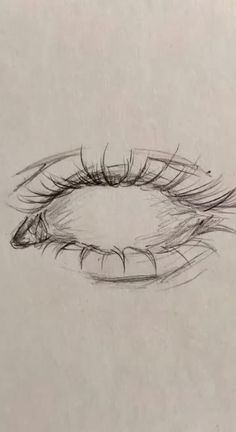 a pencil drawing of an eye with long lashes and large eyelashes on the outside of it