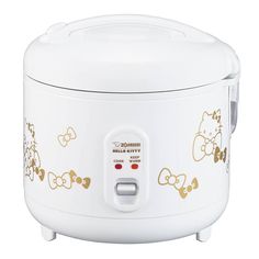 an electric rice cooker with hello kitty decals