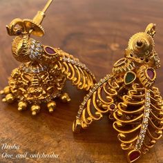 Yellow Gold Filigree Jhumkas, Traditional Yellow 22k Gold Earrings, Ceremonial Meenakari Earrings In 22k Gold, Ceremonial 22k Gold Meenakari Earrings, Ceremonial 22k Gold Peacock Earrings, Bangles, Coding, Yellow Gold