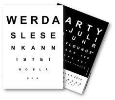 two cards with an eye chart on them