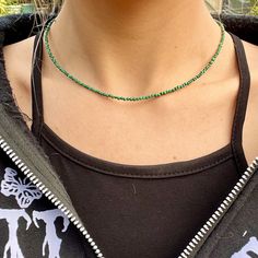 "Malachite choker necklace made with 3mm faceted beads which gives off a sparkle when catches the light.  14-16\" adjustable  Can be a gift for loved ones, friends or a treat to yourself.   Comes in a gift bag. PER ORDER you will receive a complimentary crystal that will be chosen intuitively and an oracle card.  Instructions for how to cleanse and charge will also be included. Please note that due to the fact these are natural stones, the colours may vary but will be equally as beautiful. Feel free to contact us if you have any questions at all. We are happy to offer more information if required." Orgonite Pyramids, Crystal Angels, Gold Choker Necklace, Necklace Minimalist, Healing Jewelry, Rocks And Gems, Jewellery Gift, Choker Necklaces, Faceted Bead