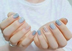 @sudenazerkin Blue Nail, Ideas Nails, Trendy Nail Art, Trendy Nail Design, Gel Nail Designs, Minimalist Nails, Manicure E Pedicure, Nail Decorations