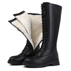 Luca Women's Winter Lace-Up Leather Boots | Ultrasellershoes.com – Ultra Seller Shoes Botas Western, Rain Boots Women, Platform Boots Chunky, Warm Winter Boots, Buy Boots, Cozy Boots, Winter Leather Boots, Womens Ugg Boots, Genuine Leather Boots