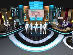 an image of a tv studio set with mannequins