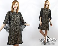 Vintage 70s Black Lace Party Mini Dress S M Black Lace by shopEBV, $125.00 Angel Sleeve Dress, Black Lace Party Dress, Dress Bell Sleeve, Angel Sleeves Dress, Party Mini Dress, Floral Babydoll Dress, Cocktail Dress Black, Lace Party Dresses