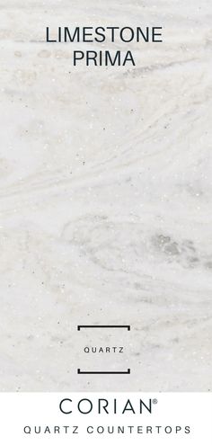 white marble tile with the words'quartz'in black and white lettering on it