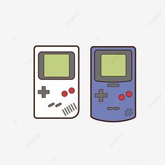 an old gameboy and a new one are shown in this drawing, which appears to be similar