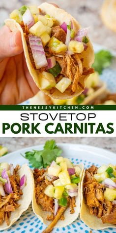 Learn how to cook pork carnitas on the stovetop! Juicy and full of Mexican flavors, this shredded pork recipe will become one of your favorite busy weeknight dinners. Use it on main dishes for dinner like tacos, nachos, and more! Taco Spices, Homemade Pulled Pork, Shredded Pork Recipes, Boneless Pork Roast, Pork Carnitas Recipe, Pork Carnitas Slow Cooker, Paleo Slow Cooker, Carnitas Recipe