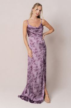 Model: Britt; Size: 4; Color: Lilac Bouquet Floral Modest Dresses, Smith Wedding, Lilac Bouquet, Wedding Parties Colors, Watercolor Patterns, Commitment Issues, Purple Floral Dress, Large Floral Print, Ditsy Print