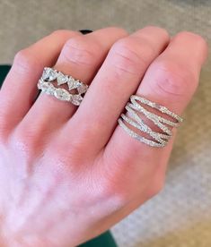 Jewel Wedding, Diamond Stacking Rings, Baguette Diamonds, Hand Model, Stacked Jewelry, Put A Ring On It, Silver Accessories, Gold Accessories, Baguette Diamond