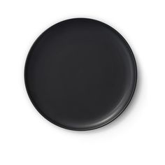 an empty black plate on a white background