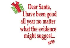 a christmas card with the words dear santa i have been good all year no matter what the evidence might suggest