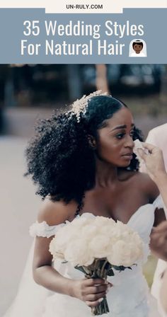 Say 'I Do' to your most fabulous natural hair! 👰🏿 Discover the perfect wedding day hairstyle for your curls and coils in our exclusive gallery of 35 enchanting wedding hair styles that celebrate your unique beauty and embrace your natural hair. Get inspired for your special day and let your natural tresses shine bright! #NaturalHairWedding #BrideWithCurls #EthnicBridalBeauty #MelaninBrides #CurlsAndVeils Off Shoulder Dress Hairstyle, Elegant Natural Hairstyles Black, Wedding Day Hairstyle, Afro Wedding Hairstyles, Low Bun Wedding Hair, Styles For Natural Hair, Curly Bridal Hair, Natural Hair Wedding, Wedding Hair Styles