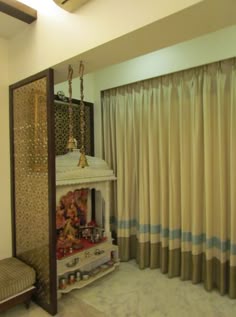 Ghar Designs, Room Almirah Designs, Room Curtain Ideas, Temple Door, Meditation Room Decor