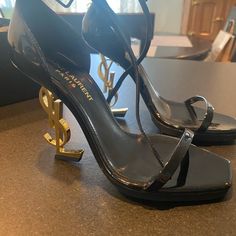 Added A Nonslip Sole To Front For Protection. Can’t Wear Anymore Pregnant! Selling For 1,200 In Stores Worth About 1,500 Including Tax So Keep In Mind. Ysl Shoes Heels, Gold Ysl Heels, Black Ysl Shoes, Yves Saint Laurent Heels Aesthetic, Ysl Opyum Heel Black, Yves Saint Laurent Shoes, Fancy Jewelry, Shoes Women Heels, Yves Saint Laurent