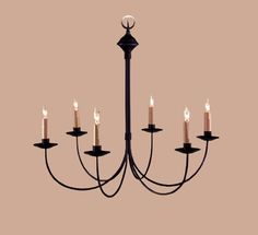 Pepperell Wrought Iron Chandelier with Six Lights