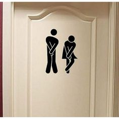 a door with a sticker on the side of it that has a man and woman standing next to each other