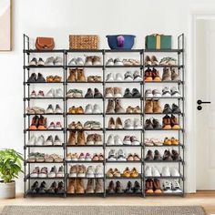 Great Shopping 10-Tier Large Capacity Metal Shoe Rack 80-Pair Shoe Storage Organizer - Black, Home Decor Shoe Rack Storage, Shelf Organizer, Shoe Shelf, Rack Storage, Shoe Cabinet, Storage Organizer, Shoe Storage, Shoe Rack, Entryway