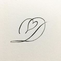 a black and white drawing of a heart in the shape of a handwritten letter