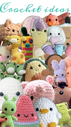 there are many crocheted stuffed animals together