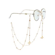 PRICES MAY VARY. This stylish beaded design mask chain strap measures about 27.5 inches, weight 0.35 ounces, it¡¯s s lightweight for wearing as a eyeglass and mask chain necklace all daily. Our eyeglass chains have specially designed Adjustable Universal Connectors that fit most glasses frames & arms. From narrow to wide, the Anti-Slip loops will securely hold on to your glasses. Works with sunglasses, reading glasses, safety glasses, and more. The chain is gentle to the skin, our Eye glasses ho Glasses With Chain Aesthetic, Circle Glasses Aesthetic, Glasses Chain Aesthetic, Moon Glasses, Butterfly Glasses, Beaded Sunglasses, Circle Glasses