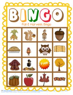 the fall and harvest bingo game