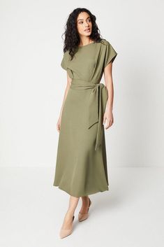 #ad Top Seller for Principles Midi Dress Womens Daywear Dresses Olive, Fashion Dress Solid Knee-length Dress For Daywear, Knee-length Dress For Daywear, Green Belted Midi Dress For Evening, Spring Belted Maxi Dress, Spring Maxi Length Belted Dresses, Casual Evening Dress With Tie Waist, Chic Green Belted Dress For Summer, Elegant Green Dress With Tie Waist, Elegant Solid Color Dress With Tie Waist