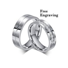 two white gold wedding rings with diamonds