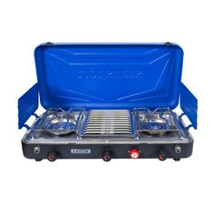 the portable gas stove has three burners