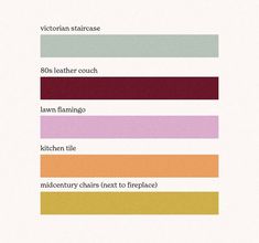 the color chart for different types of furniture