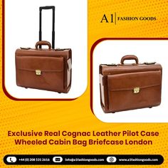 Our Exclusive #RealCognac #LeatherPilotCase #WheeledCabinBag #BriefcaseLondon is of the highest quality. You won’t find a more remarkable pilot case in the market than this one. We designed it perfectly to carry a large variety of items with ease. Also, the smart #ContemporaryDesign #ContemporaryDesign and #ProfessionalStylish of the product will make the right impression. #A1Fashiongoods London Bags