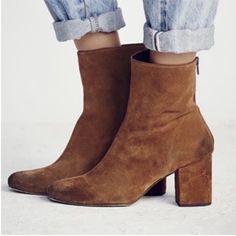 Nwt Free People Cecile Suede Ankle Boots Brown Size: 35 Eu/ 5 Us Color: Brown Condition: Brand New With Tags, Nwt Nib Suede, Back Zip, Rustic Style, Block Heel, Round Almond Toe Measurements Available Upon Request Same Day Shipping Available Block Heel Ankle Boots, Suede Leather Boots, Suede Block Heels, Free People Shoes, Brown Ankle Boots, Fall Shoes, Suede Ankle Boots, Suede Booties, Heeled Ankle Boots