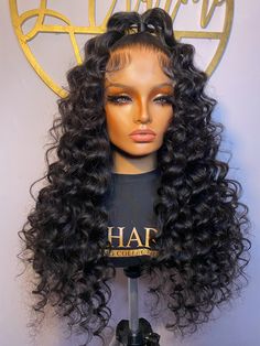 Féroce /fe·ros/ [adjective] To be fierce. This is a transparent lace 24” 5x5 closure deep wave half up half down wig made with 3.5 bundles. This glueless wig is made using an adjustable cap with straps in a natural black color. All wigs are human hair wigs made with 100% Virgin hair. Wig comes glueless, bleached, plucked, styled, and ready to wear. Turnaround time: 7-21 business daysShipping time: 1-3 business days Half Up Half Down Wig, Lace Wigs Styles, Blonde Streaks, Glueless Wig, Hair Ponytail Styles, Ponytail Styles, Human Hair Lace Wigs, Closure Wig, Wig Making